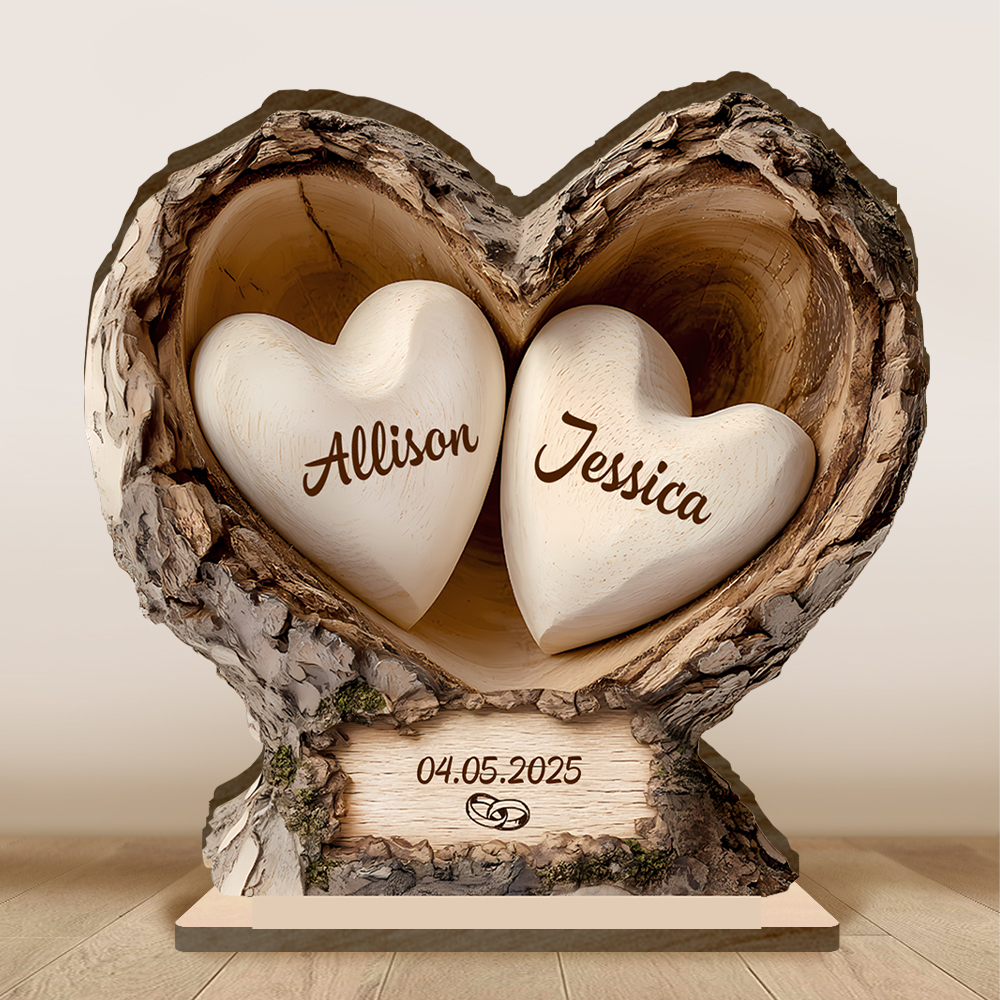 Targa in legno a forma di cuore personalizzata – 2 nomi, 1 data – idea regalo per San Valentino, compleanno, anniversario o come regalo di nozze per fidanzato, fidanzata, marito o moglie | Jessemade