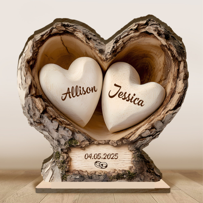 Targa in legno a forma di cuore personalizzata – 2 nomi, 1 data – idea regalo per San Valentino, compleanno, anniversario o come regalo di nozze per fidanzato, fidanzata, marito o moglie | Jessemade