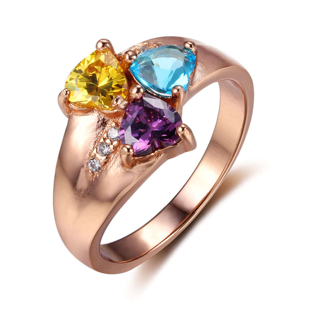 Anello 3 nomi con 3 pietre di nascita in argento 925