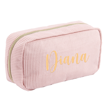 Borsa per cosmetici in velluto a coste per donna 1 nome personalizzato regalo per donna