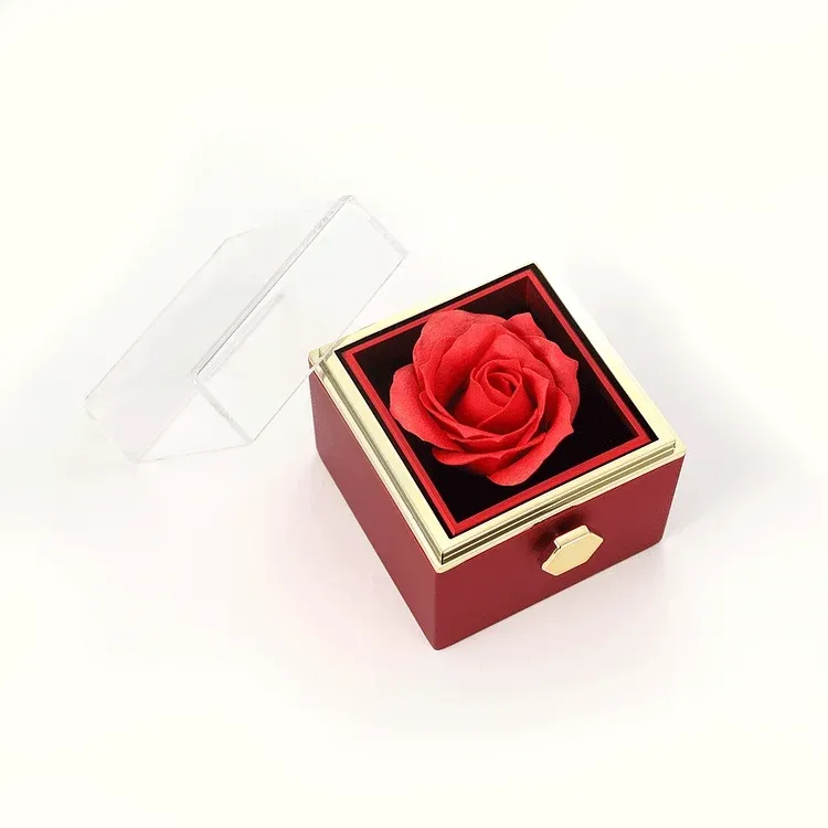 Scatola di rosa rotante premium per gioielli