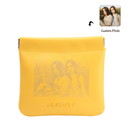Portamonete in PU pelle con 1 foto personalizzata per donna