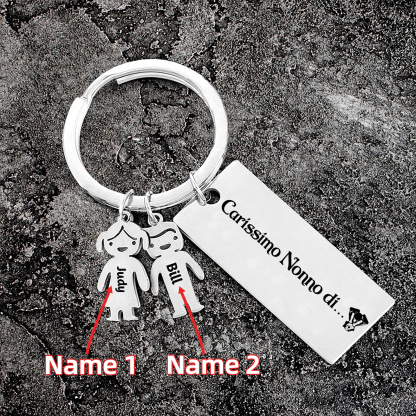 Portachiavi con ciondolo bambino 2 nomi personalizzati regalo per nonno festa dei nonni