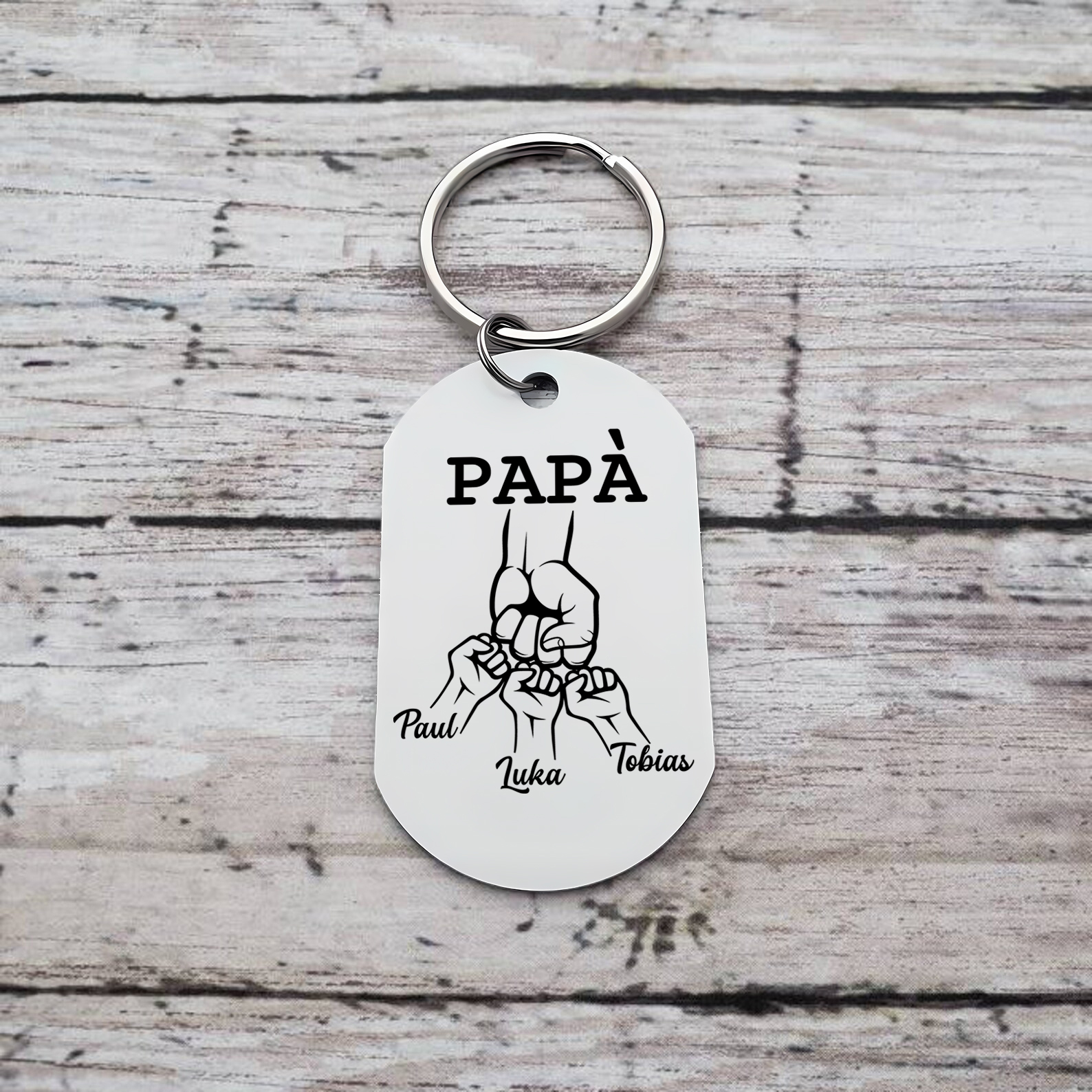 Caro Papà Abbiamo Cercato Di Trovare Il Regalo Perfetto-Portachiavi pugno a pugno 3 nomi regalo per papà