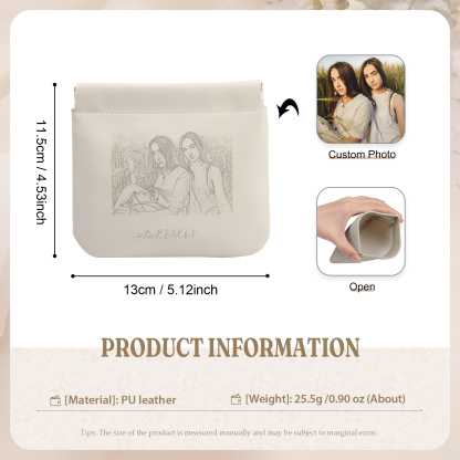 Portamonete in PU pelle con 1 foto personalizzata per donna