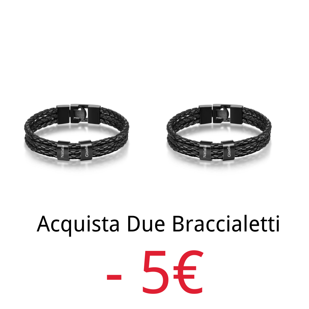 A MIO FIDANZATO - Braccialetto in pelle intrecciata 2 nomi Braccialetto maschile personalizzato