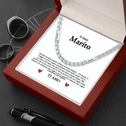 Collana acciaio inox 2 nomi personalizzati per mio marito