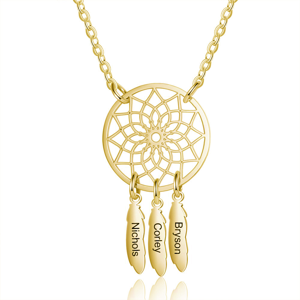 Genealogia Dreamcatcher collana con 3 nomi personalizzati