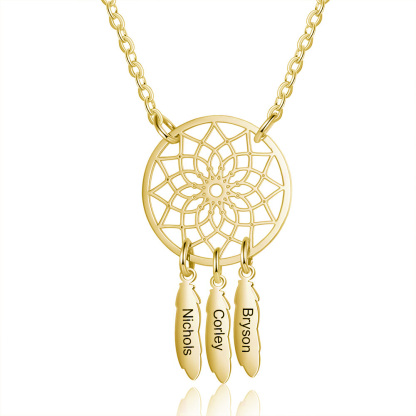 Genealogia Dreamcatcher collana con 3 nomi personalizzati