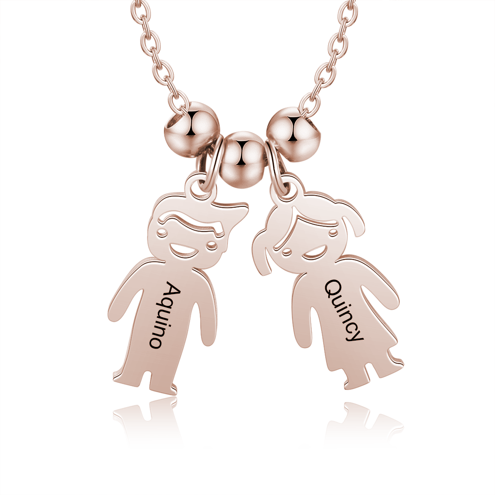 Collana con ciondolo bambino felice personalizzabile 2 nomi