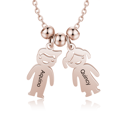 Collana con ciondolo bambino felice personalizzabile 2 nomi