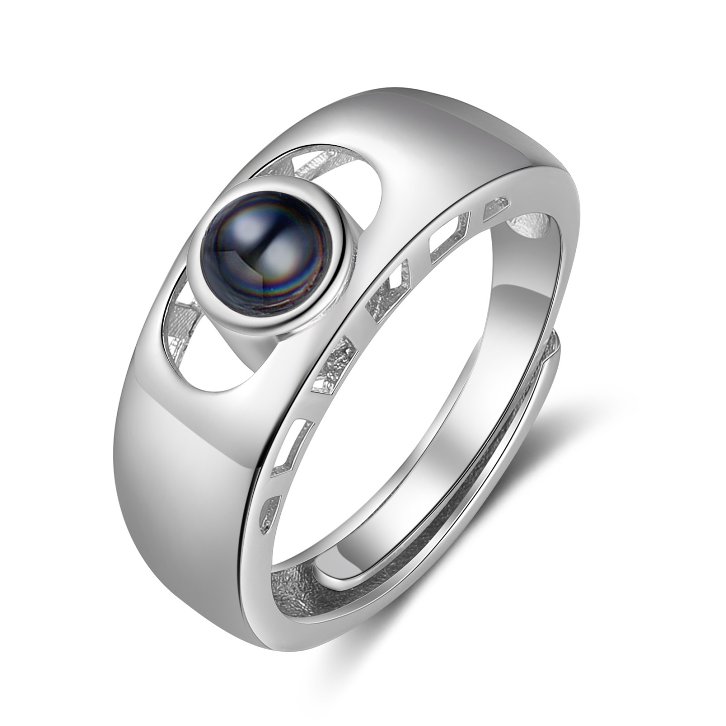 Anello regolabile con proiezione fotografica personalizzata per coppia