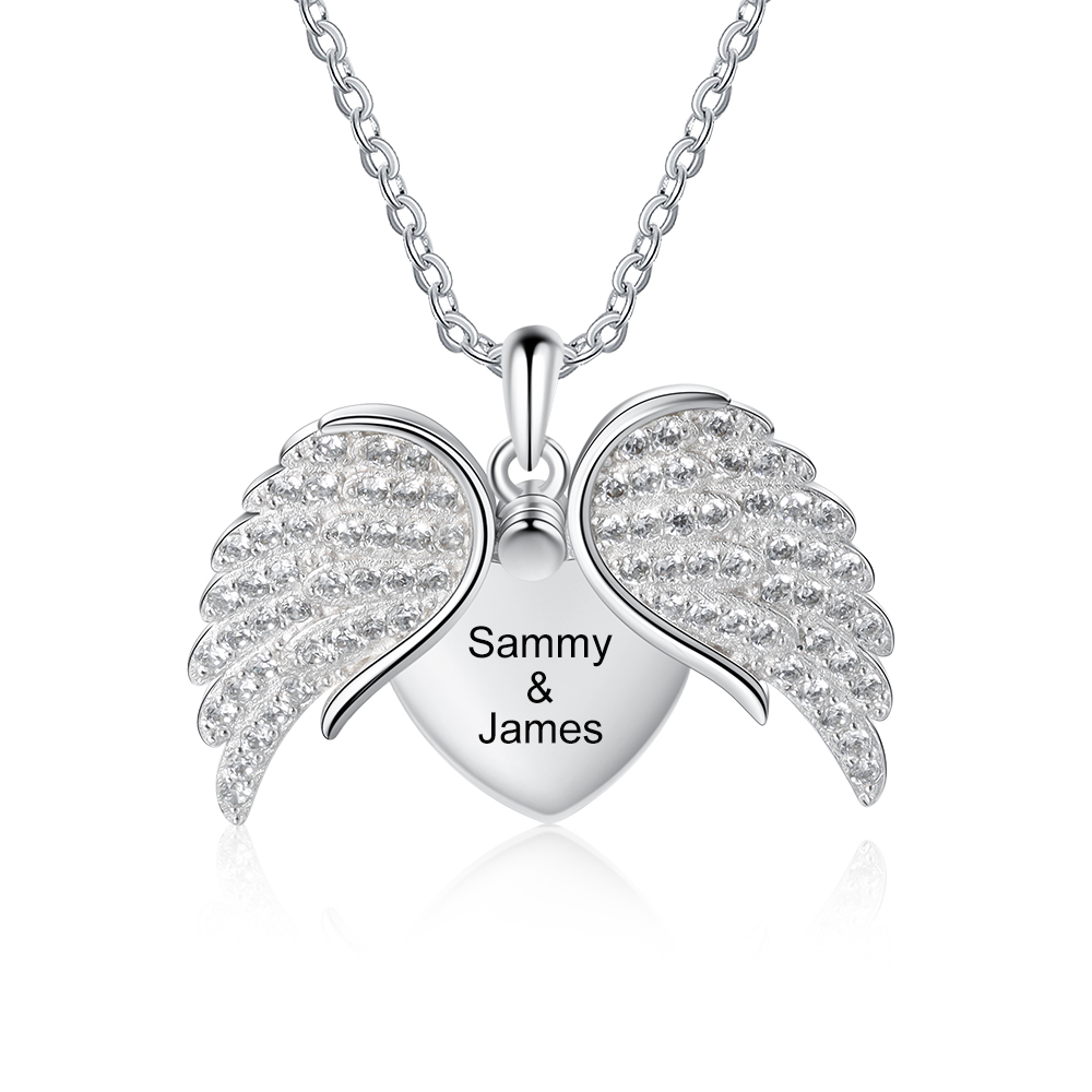 Collana con Ali d'Angelo Personalizzabile Incisione 2 Nomi Regalo di San Valentino | Jessemade