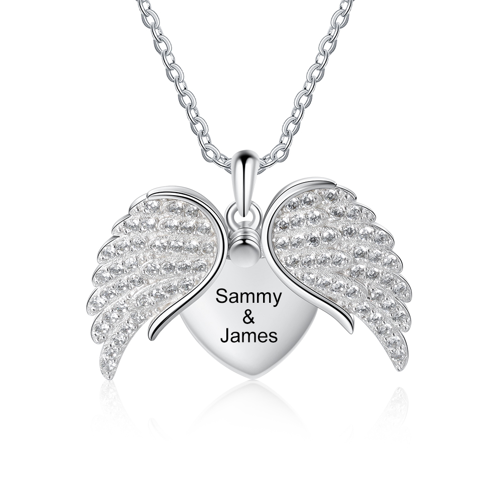 Collana con Ali d'Angelo Personalizzabile Incisione 2 Nomi Regalo di San Valentino | Jessemade