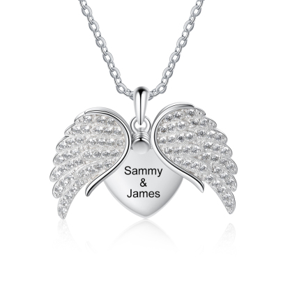 Collana con Ali d'Angelo Personalizzabile Incisione 2 Nomi Regalo di San Valentino | Jessemade