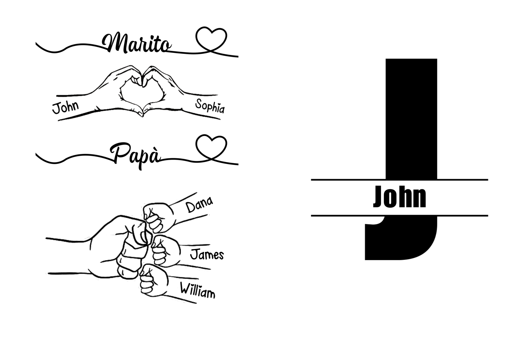 [Copy]Portafoglio Personalizzato da Uomo in PU – Fino a 6 Nomi e Personaggi – Regalo Perfetto per Papà | Jessemade