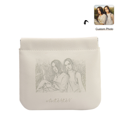 Portamonete in PU pelle con 1 foto personalizzata per donna