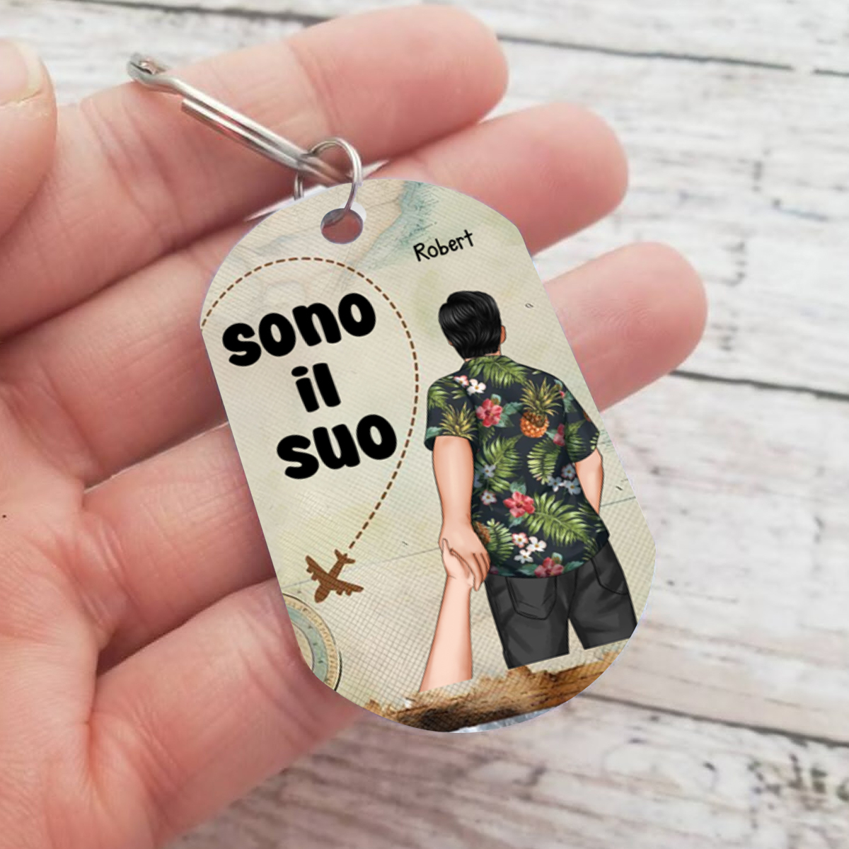 Portachiavi Personalizzato Coppia con 2 Nomi e Figure - “Sono il Suo & Sono la Sua,” - Regalo di San Valentino per Coppia | Jessemade