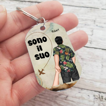 Portachiavi Personalizzato Coppia con 2 Nomi e Figure - “Sono il Suo & Sono la Sua,” - Regalo di San Valentino per Coppia | Jessemade