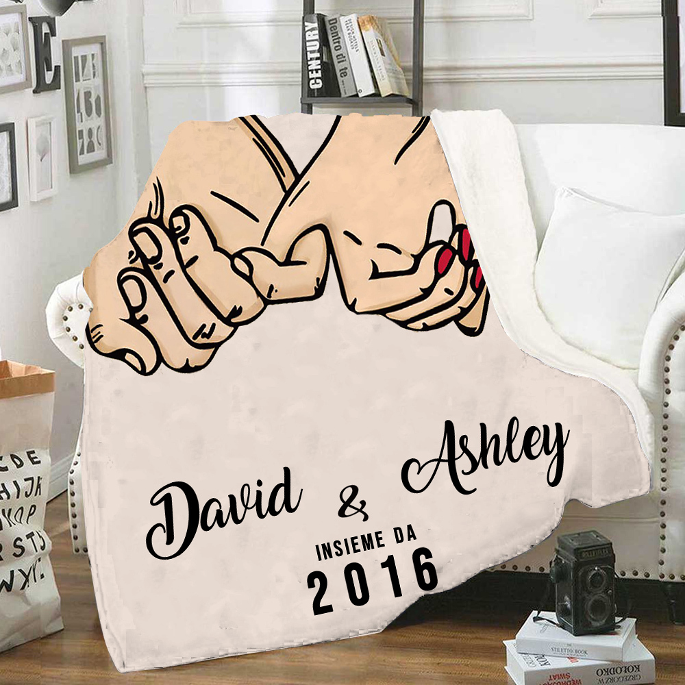 Due persone  Insieme da 2016-Coperta per coppia 2 nomi & data personalizzabili