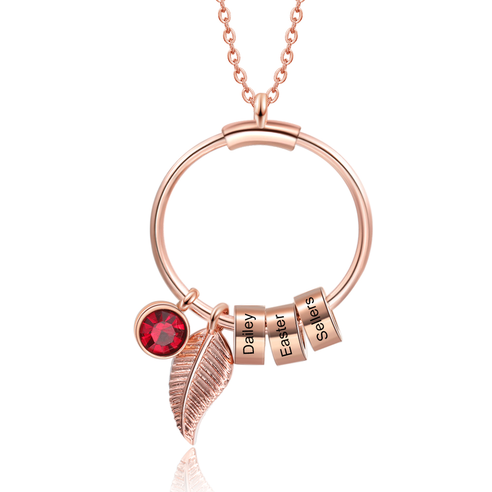 Collana con ciondolo 3 cerchi e pietra di nascita