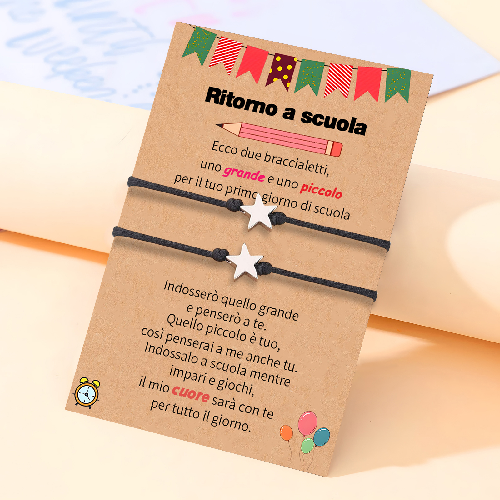 2PCS Braccialetto stella regorabile regalo per bambina con carta