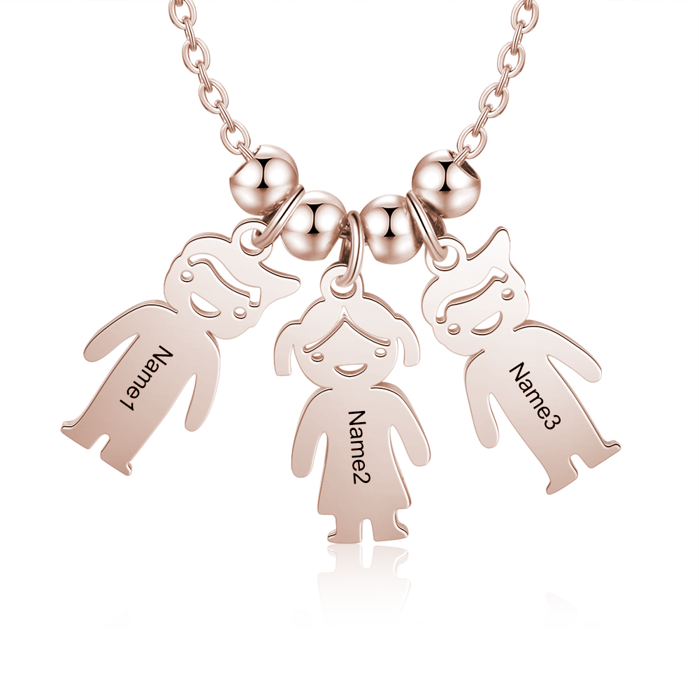 Collana con ciondolo bambino felice personalizzabile 3 nomi