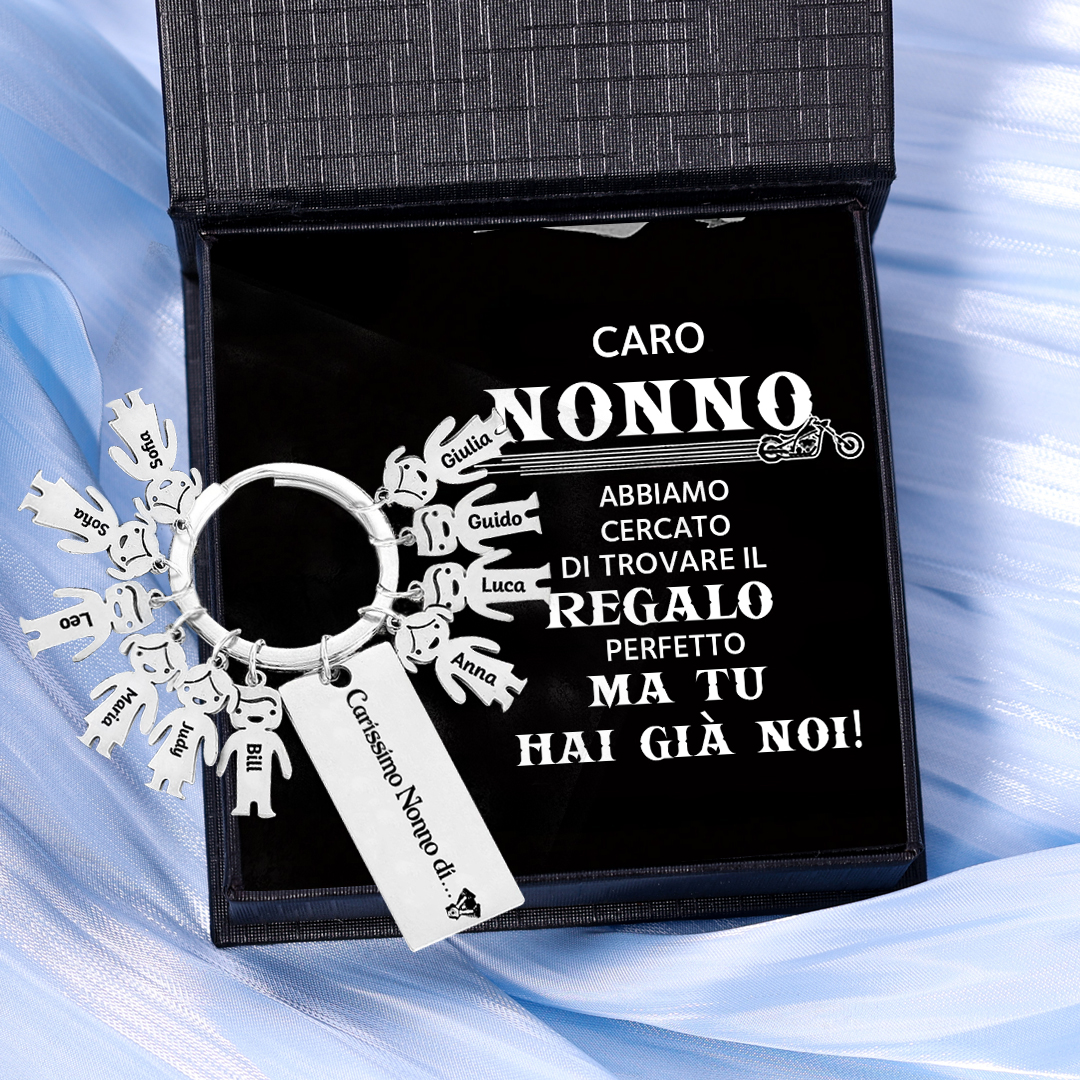 Portachiavi con ciondolo bambino 10 nomi personalizzati regalo per nonno festa dei nonni