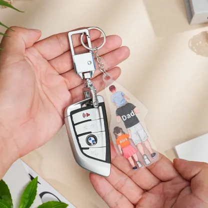 Portachiavi/Pendente Acrilico Personalizzato Incisione con 2-4 Nomi – Regalo Speciale per Papà e Famiglia | Jessemade