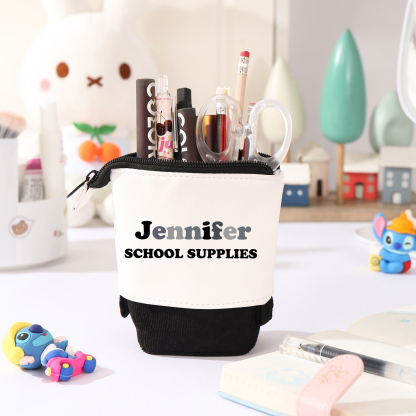 Astuccio per matite personalizzato con 2 testi per scuola elementare bambini