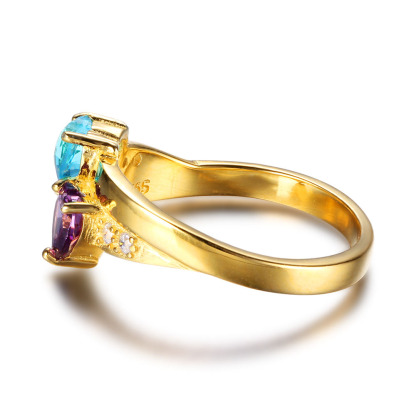 Anello 2 nomi personalizzati con pietra di nascita