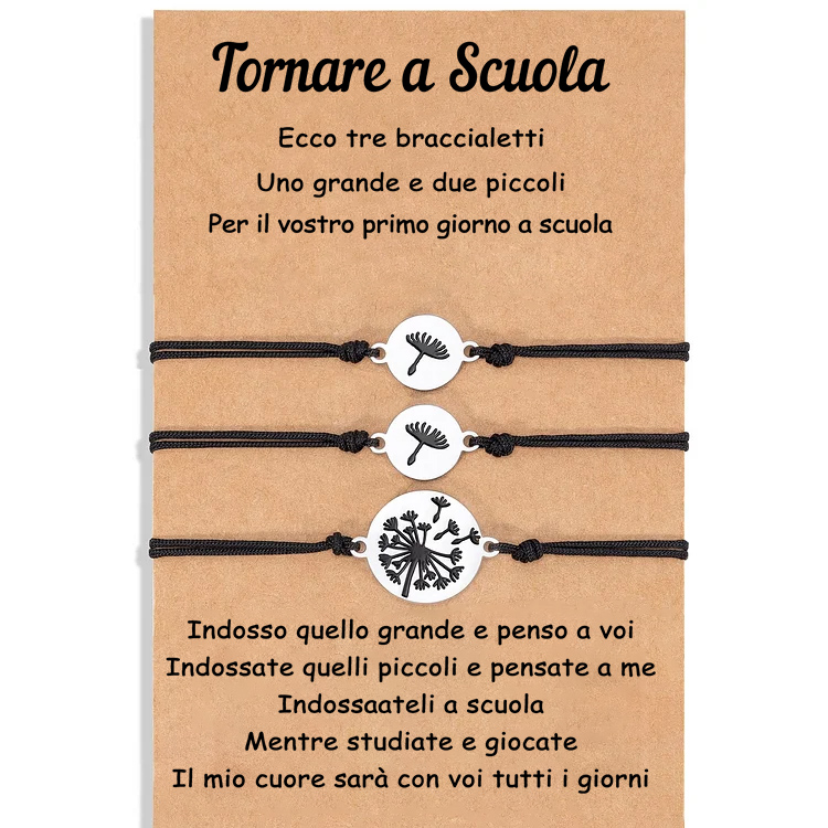 Tarassaco Tornare a Scuola braccialetti gruppi mamma e figli