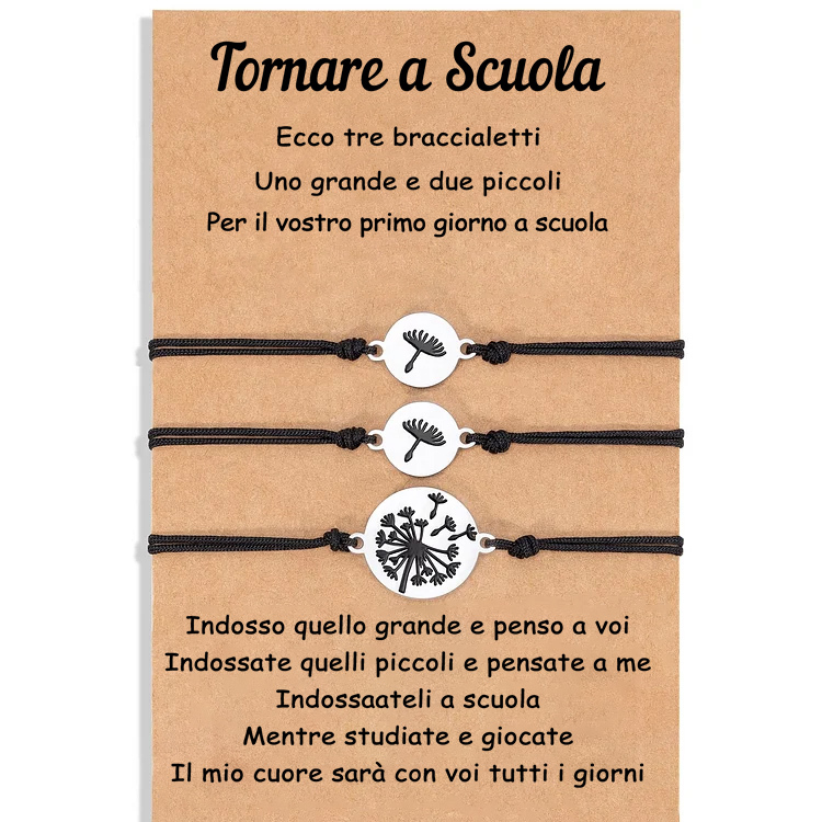 Tarassaco Tornare a Scuola braccialetti gruppi mamma e figli