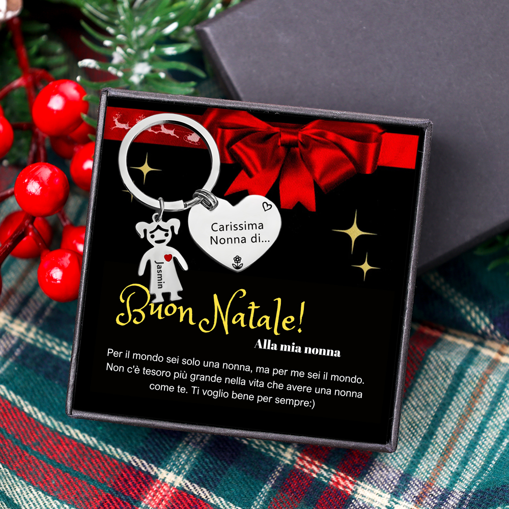 Buon Natale a nonna migliore del mondo portachiavi 1 nome personalizzabile