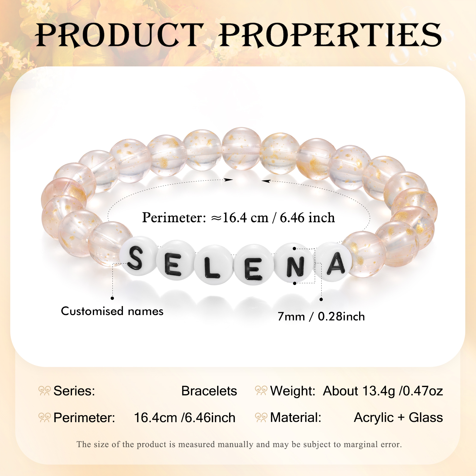 Braccialetto con perline trasparenti di 1 nome personalizzato regalo per scuola bambina