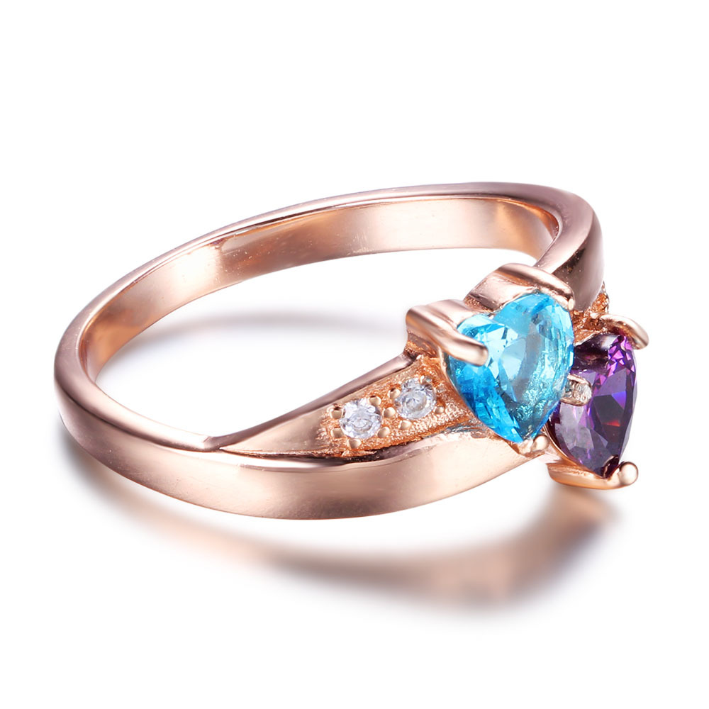 Anello 2 nomi personalizzati con pietra di nascita