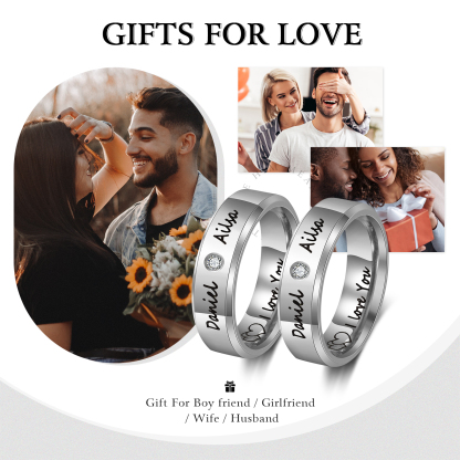 Ti Amo Alice & Luca-Anello inox a coppia 2 nomi e testo personalizzabili