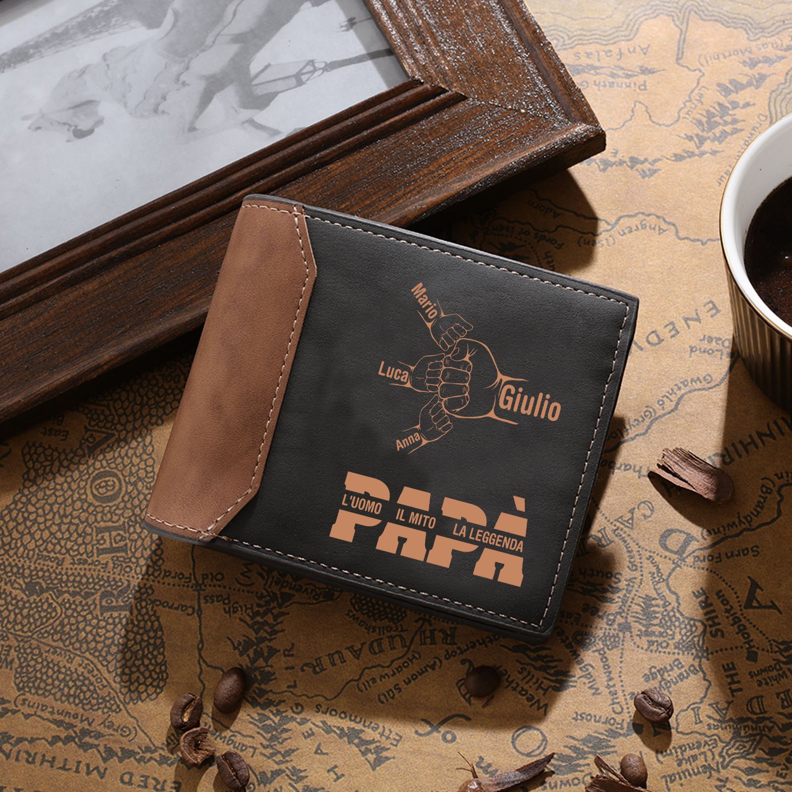 Portafoglio in PU pelle pugno a pugno personalizzabile regalo per papà
