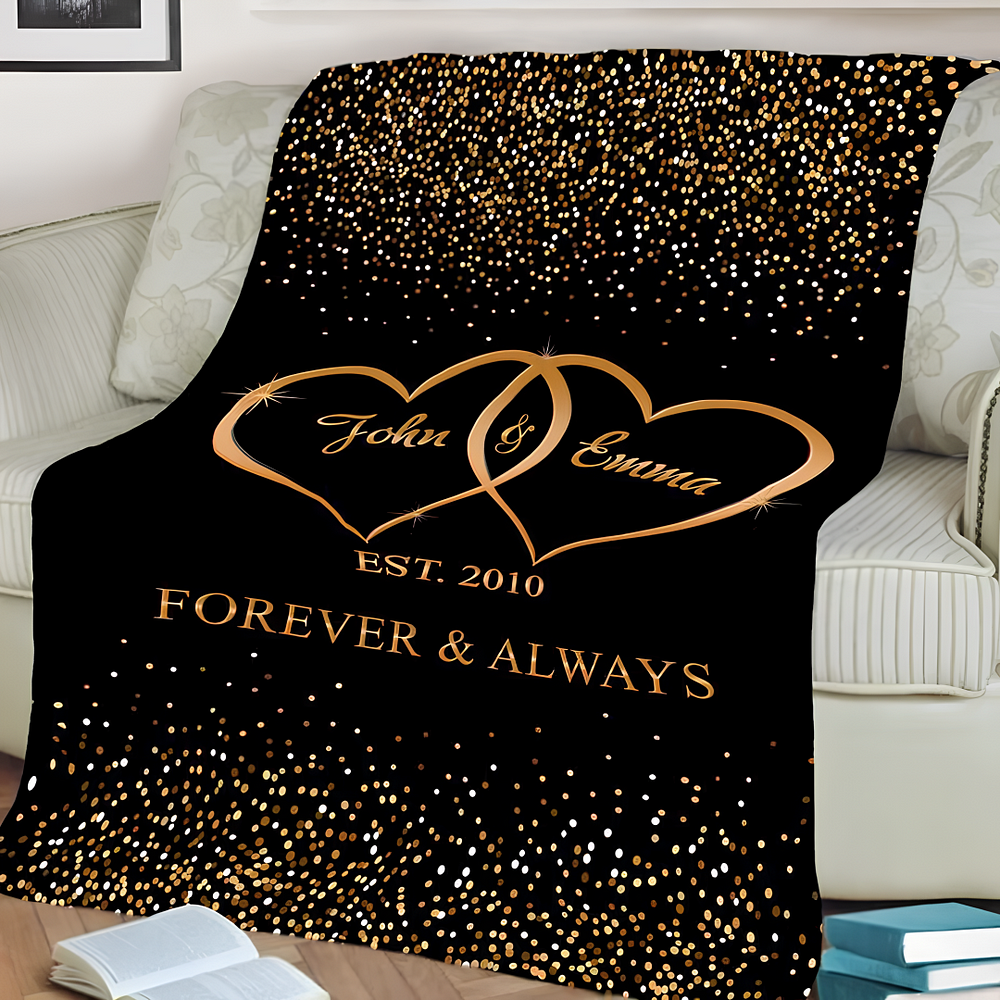 Cuori legati coperta per coppia personalizzabili 2 nomi