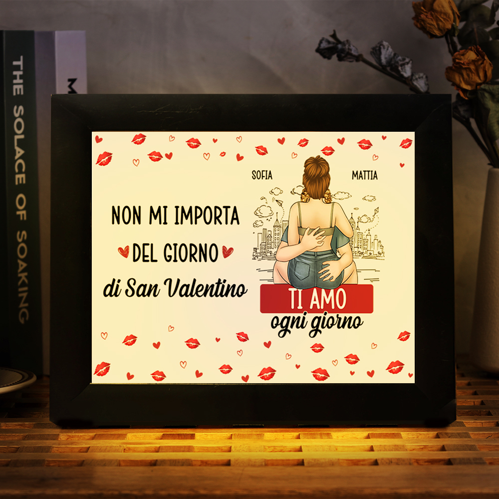 Cornice Luminosa LED Personalizzata Coppia Ti amo ogni giorno