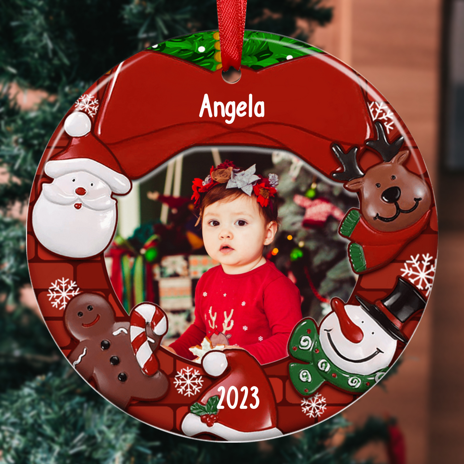 Cornice natalizio di legno per bambino neo-nato/a foto e nome personalizzabile