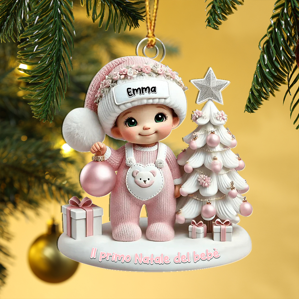 Decorazione per albero di Natale personalizzata per il Primo Natale del bebè, ricordo personalizzabile, regalo ricco di significato per i neogenitori e i nonni | Jessemade