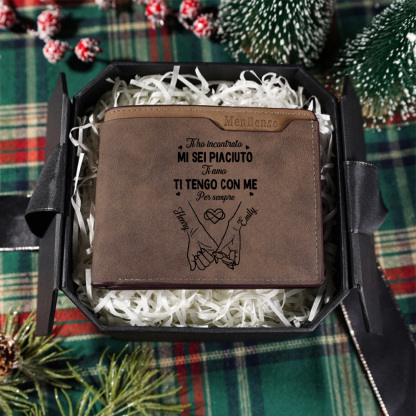 Portafoglio in pelle PU personalizzato con nome e calendario per uomo