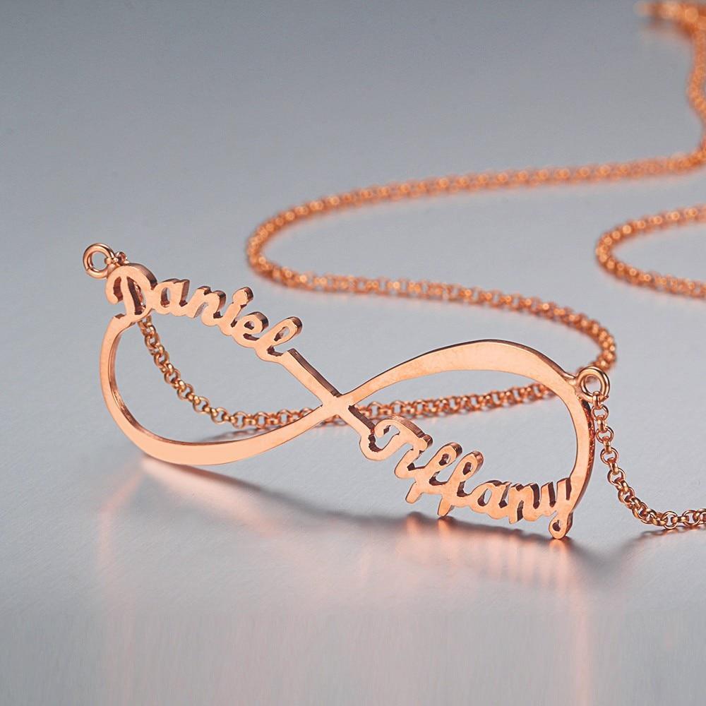 Collana infinito con 2 nomi in argento 925
