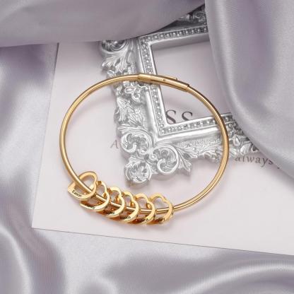 Braccialetto con 2 nomi personalizzati e 2 ciondoli di cuore per donna