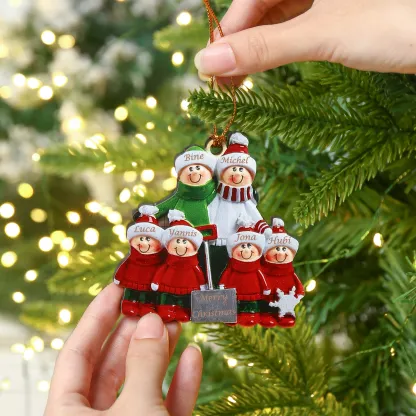 Bianco Natale mille candele... Ornamenti familiari ciondolo per albero di Natale 6 nomi personalizzati