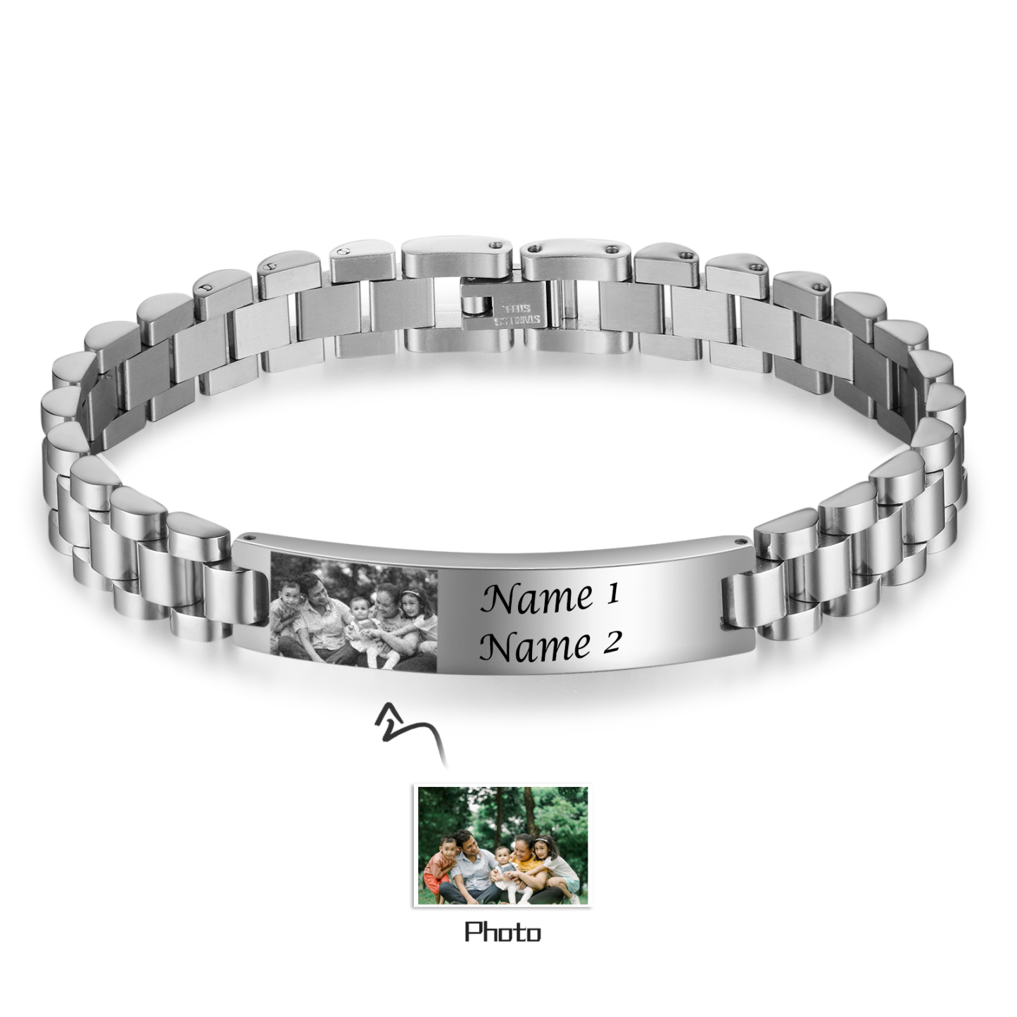 Bracciale da uomo acciaio inox con foto personalizzato