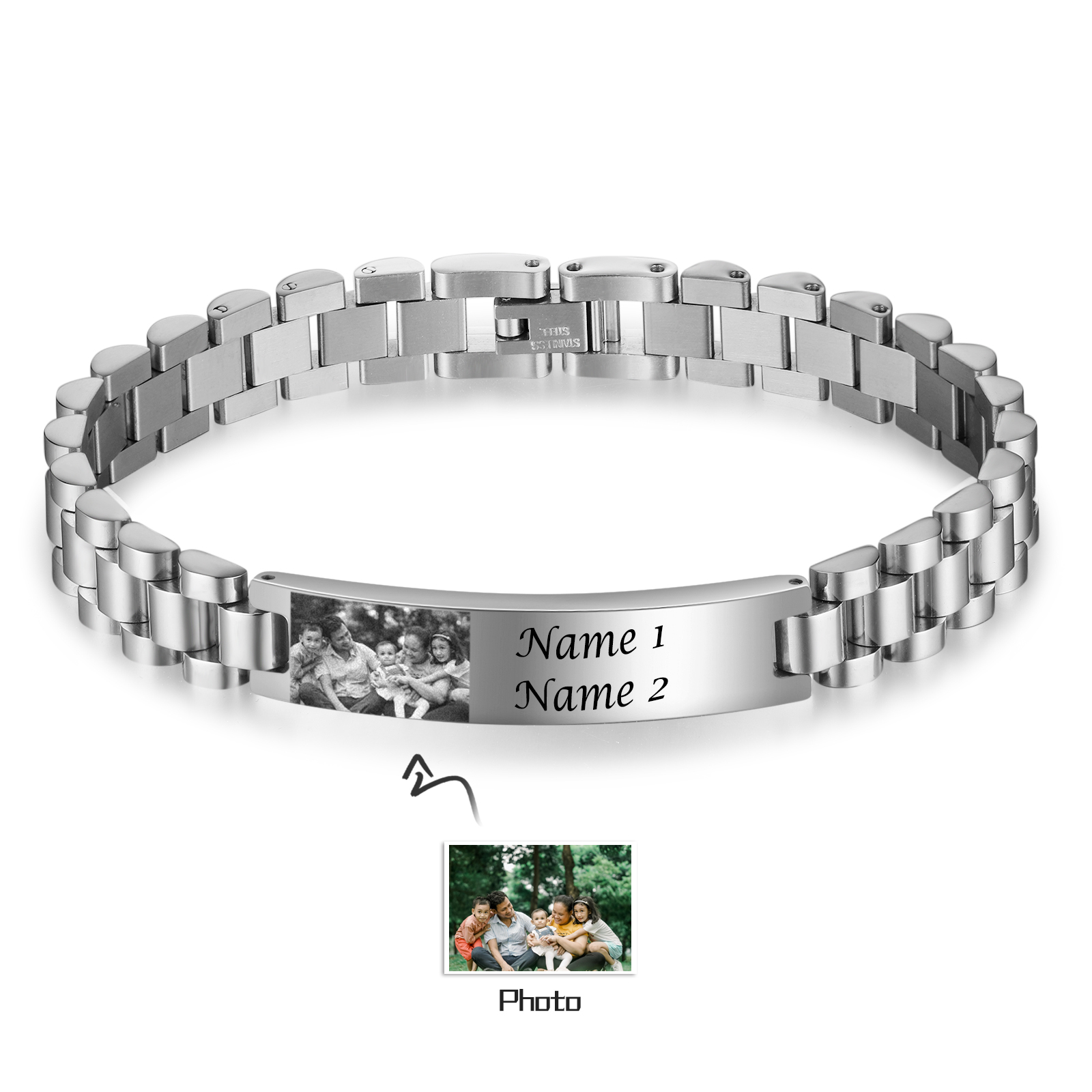 Bracciale da uomo acciaio inox con foto personalizzato