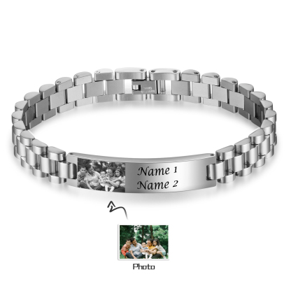 Bracciale da uomo acciaio inox con foto personalizzato