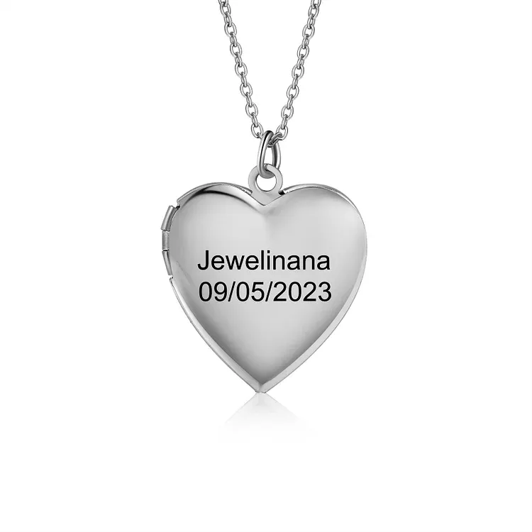 Collana acciaio inox con un ciondolo di cuore 1 foto 1 nome e 1 data personalizzabili per coppia